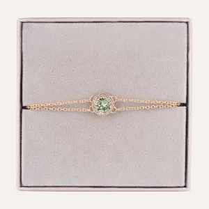 August Peridot-Colour Birthstone Clasp Bracelet In Gold-Tone