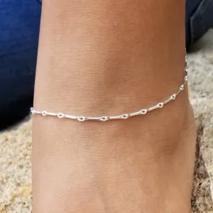 Bar & Link Anklet (Sterling Silver)