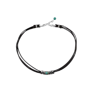 Barse Turquoise Leather Cord Necklace