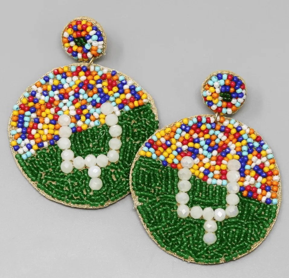 Beaded football earrings in various styles