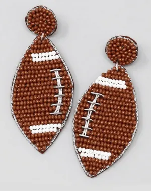 Beaded football earrings in various styles