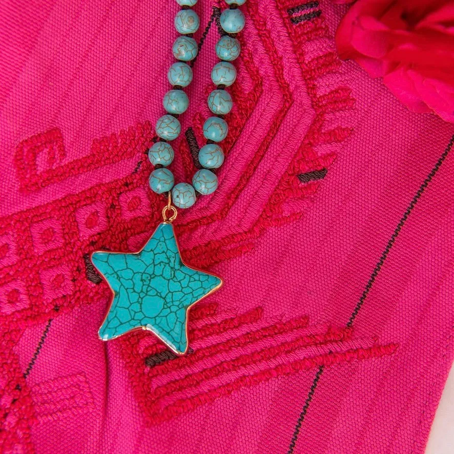 Beaded Turquoise Star Necklace