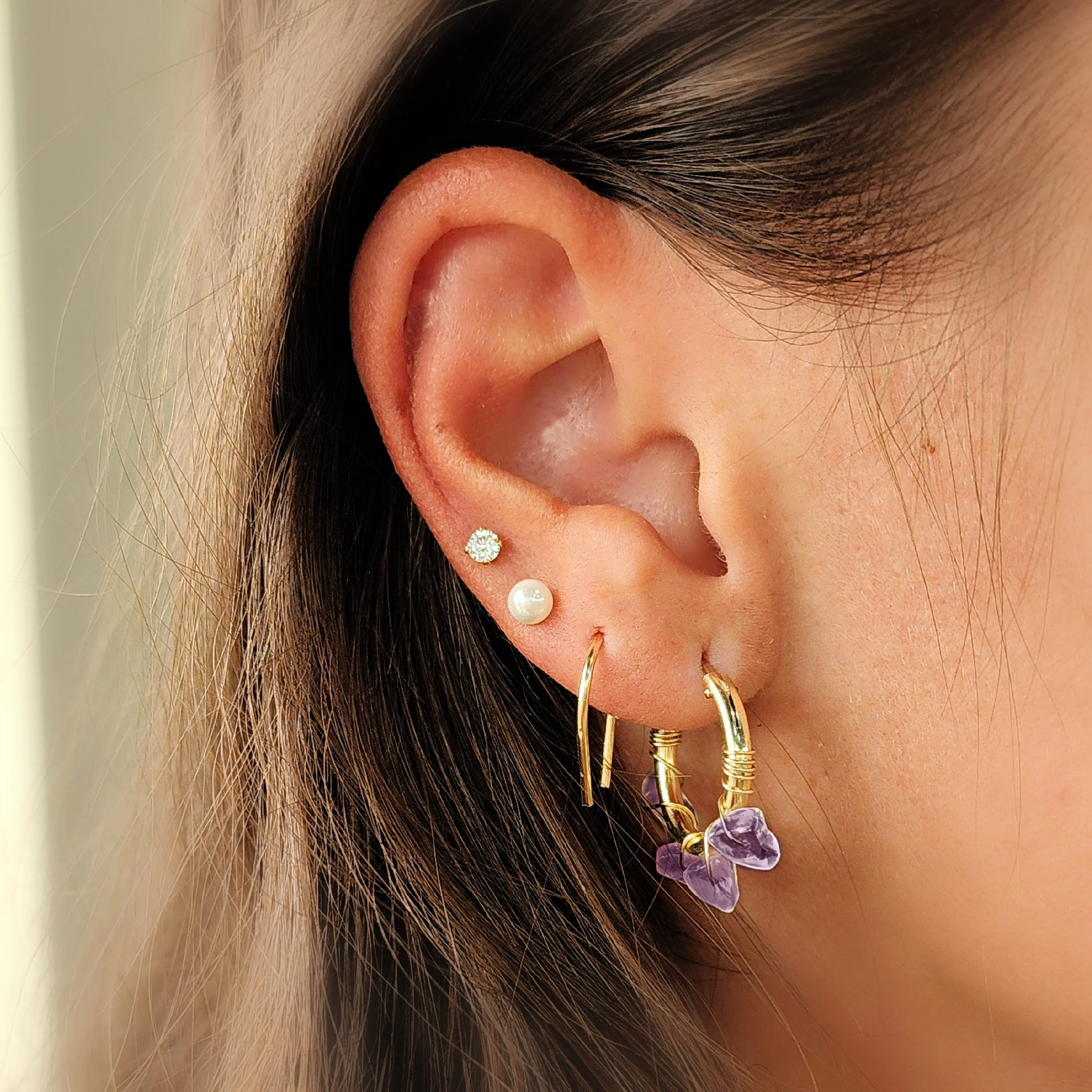 Birthstone Hoop Earrings