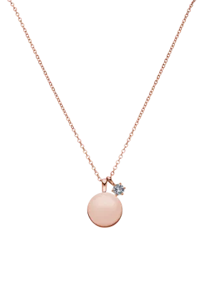 Birthstone March Necklace 14K Rose Gold Plated