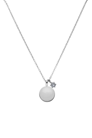 Birthstone March Necklace Silver