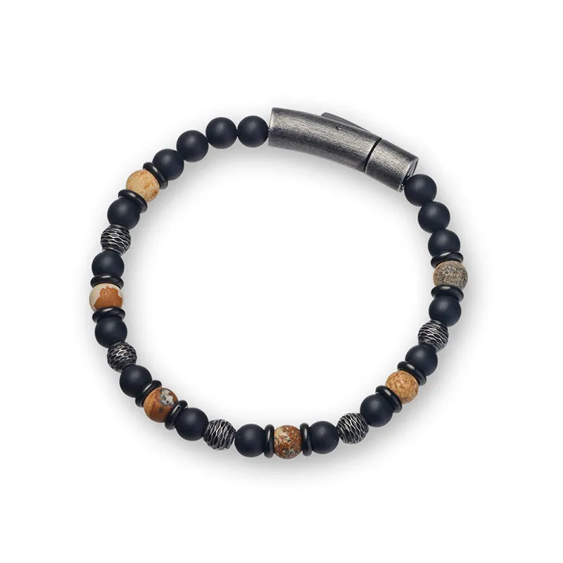 BLACK AGATE AND STONE BRACELET