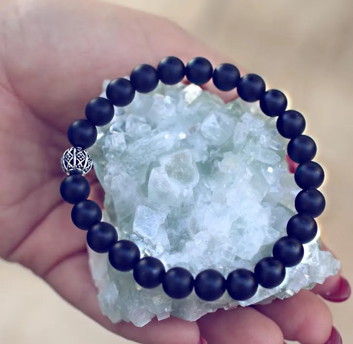 Black Onyx Matte Genuine Crystal Bracelet