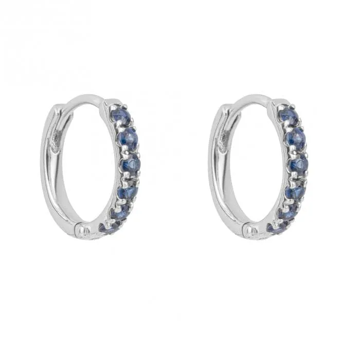 Blue Sapphire 9ct White Gold Hoop Earrings GE1017L