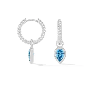 Blue Topaz Twist Huggie Charm Hoops