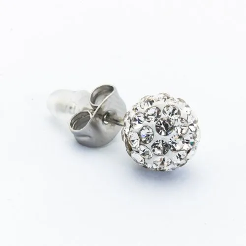 Borghetti Earrings Ferido Palla Bianco Strass Bianco 8 Ear Studs 1 PC