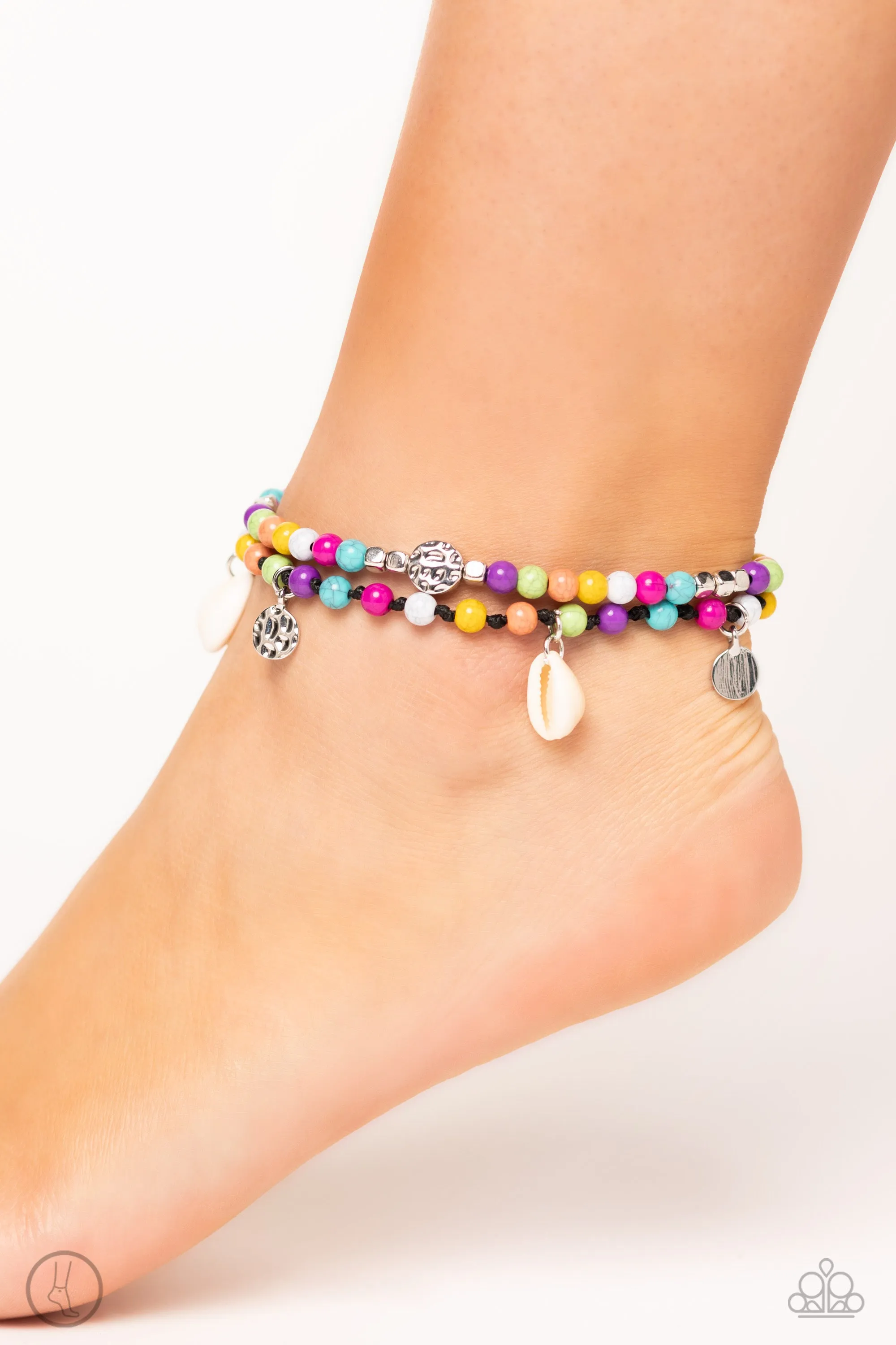 Buy and SHELL - Multi Colored Anklet - Paparazzi Accessories