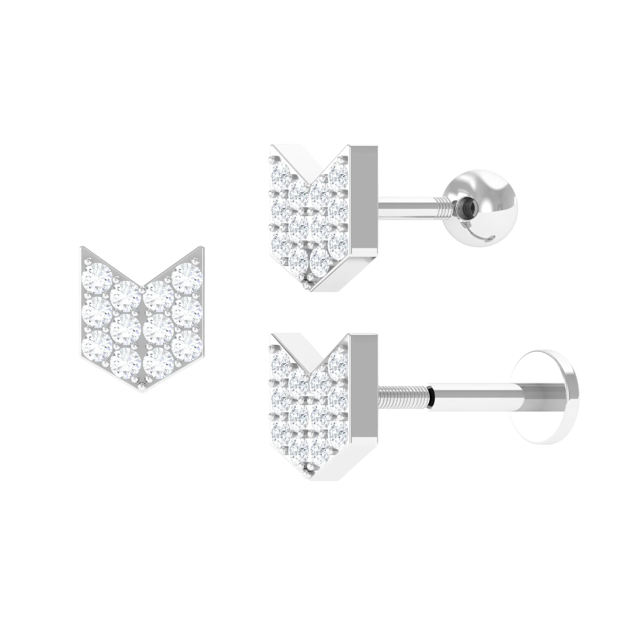 Certified Moissanite Arrow Cartilage Earring in Gold