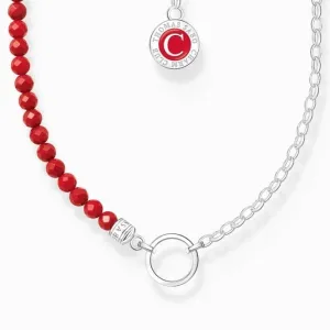 Charmista Member Red Sterling Silver Enamel Necklace KE2190-007-10