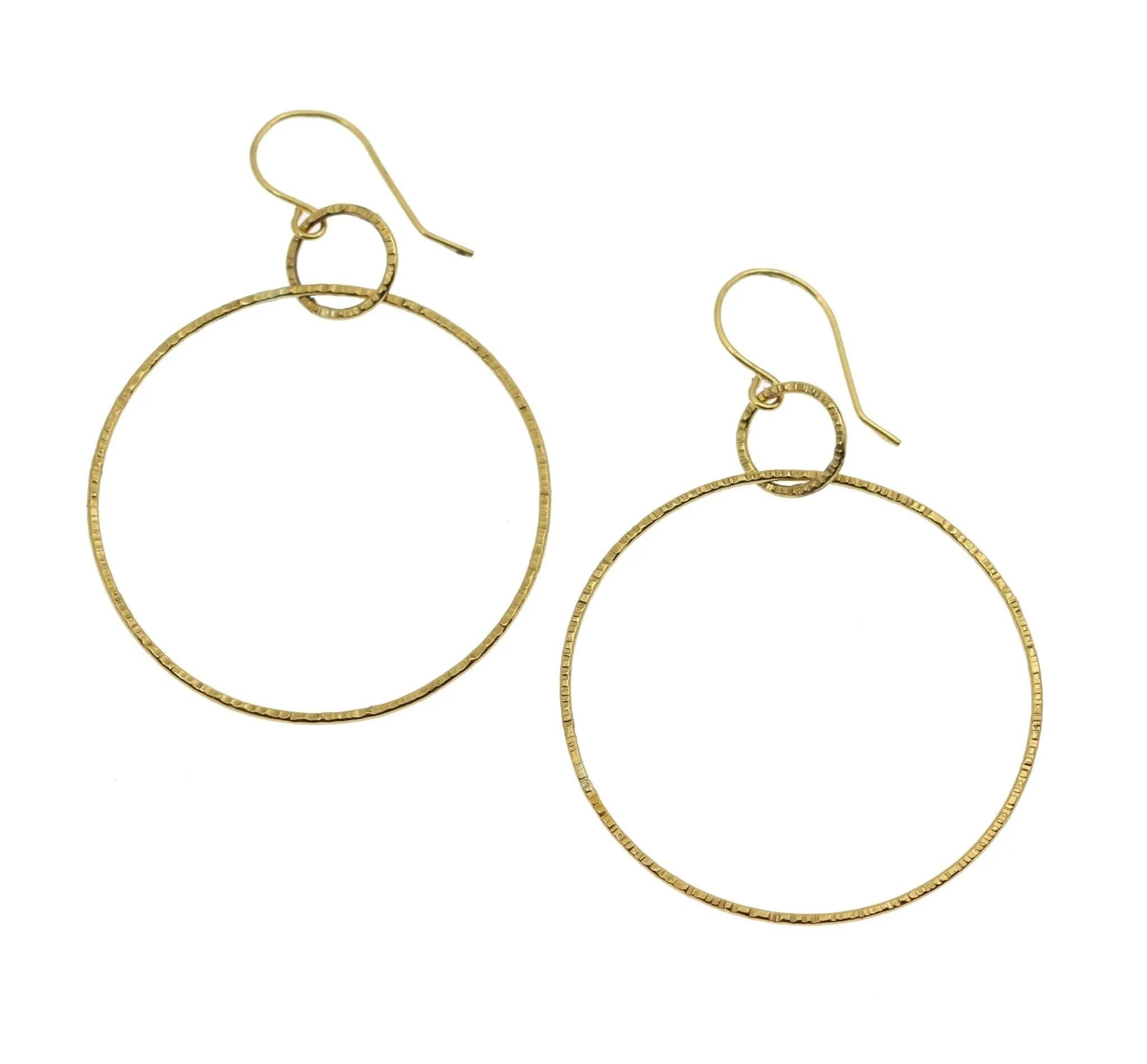 Chased Nu Gold Brass Hoop Earrings