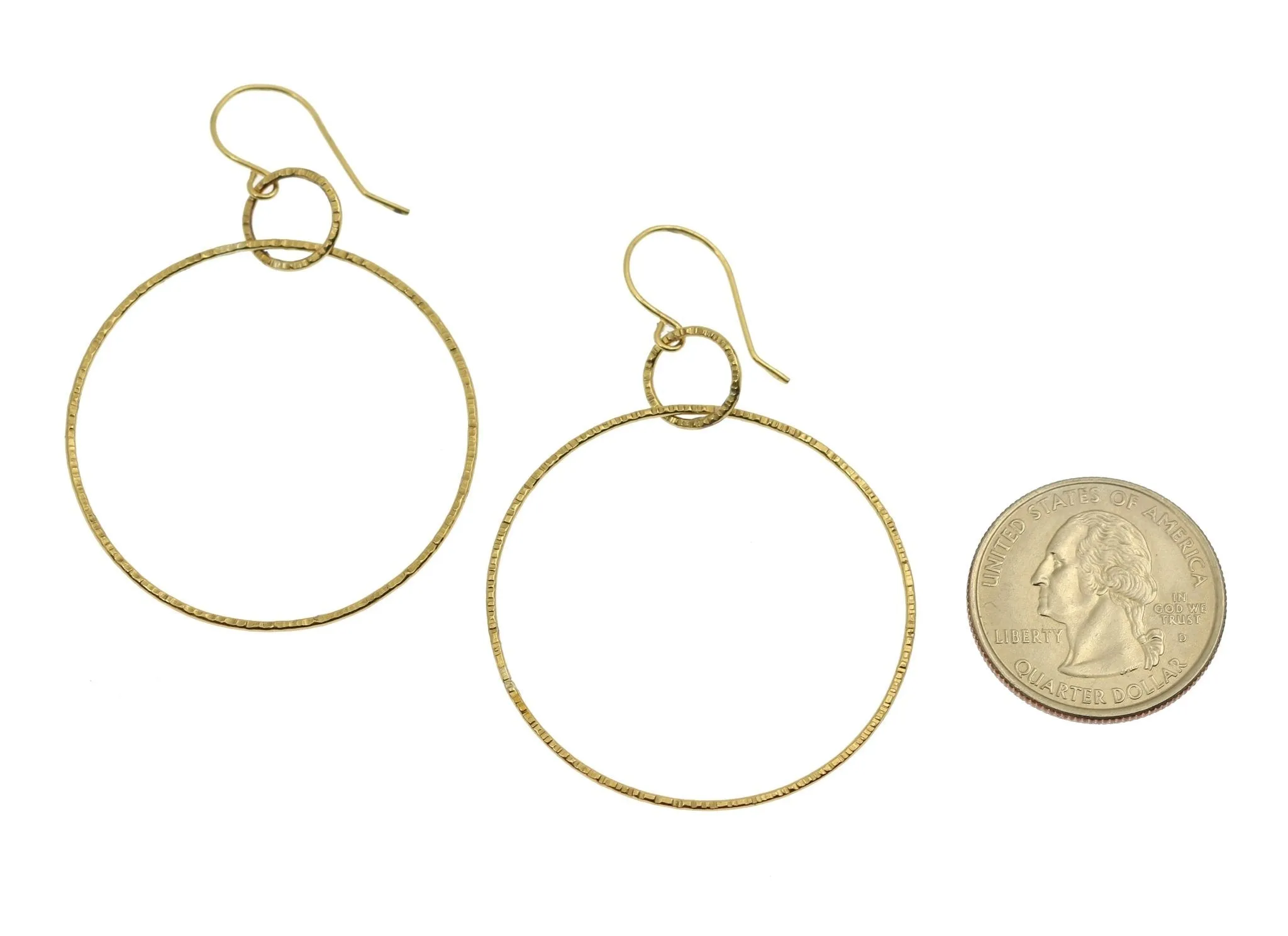 Chased Nu Gold Brass Hoop Earrings