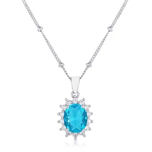 Chesna Oval Aqua Halo Pendant