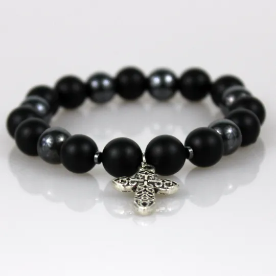 Christian Silver Cross Bead Bracelet