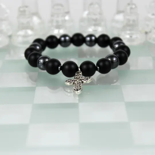 Christian Silver Cross Bead Bracelet