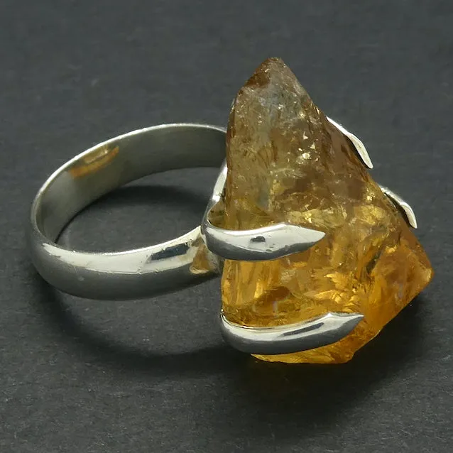 Citrine Ring, Raw Nugget, Size 5.75, Sterling Silver 925