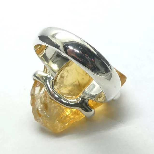 Citrine Ring, Raw Nugget, Size 5.75, Sterling Silver 925