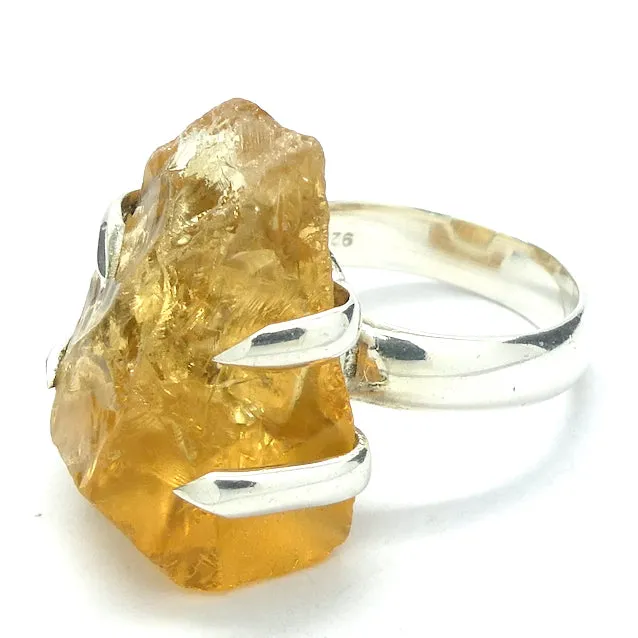 Citrine Ring, Raw Nugget, Size 5.75, Sterling Silver 925