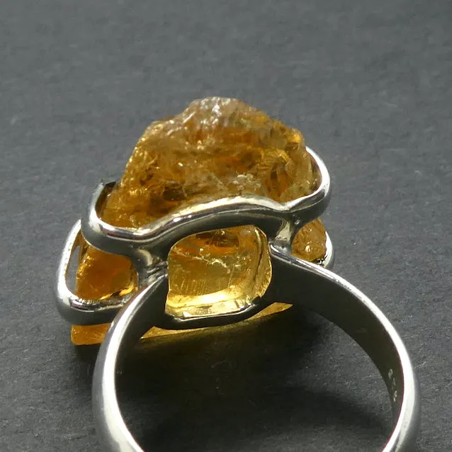 Citrine Ring, Raw Nugget, Size 5.75, Sterling Silver 925