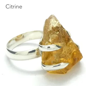 Citrine Ring, Raw Nugget, Size 5.75, Sterling Silver 925