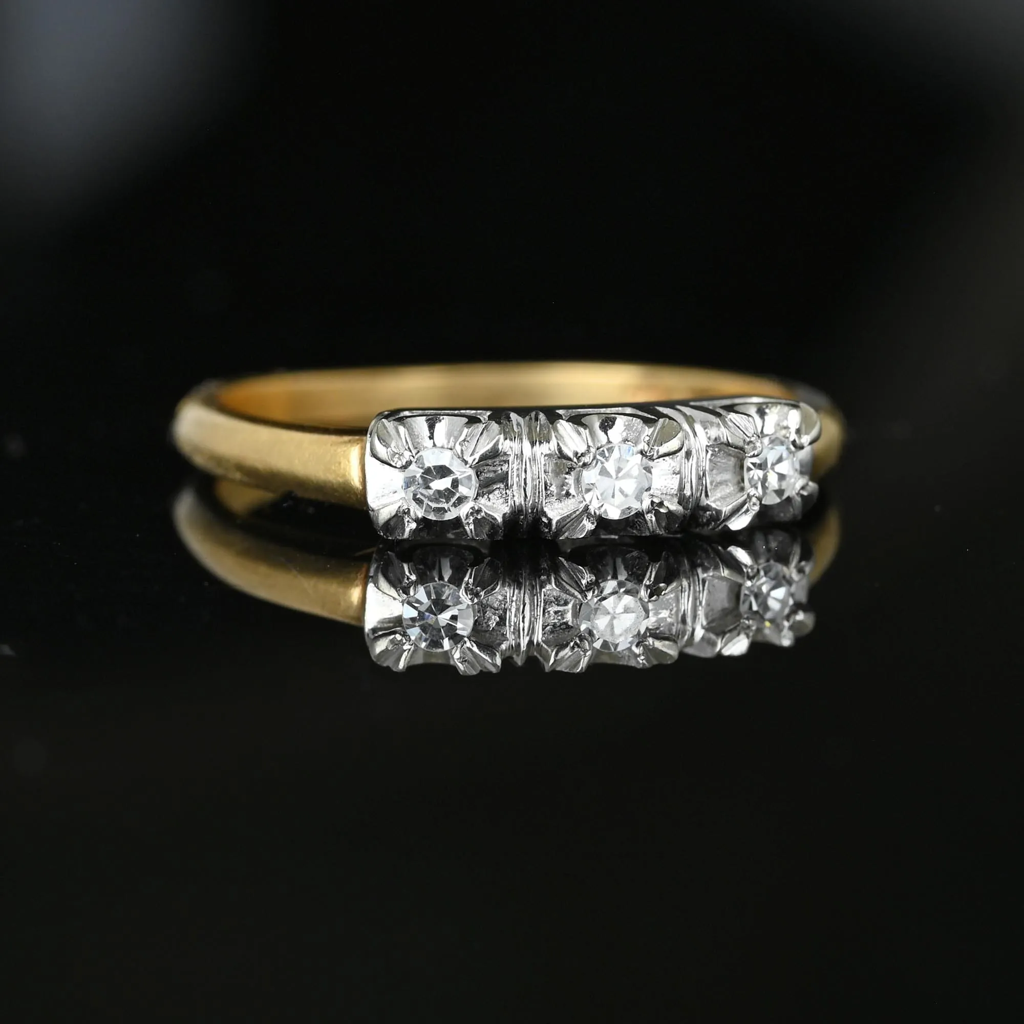 Classic 18K White Gold & 14K Yellow Gold Diamond Ring Band