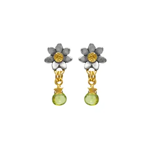 Classic Flower Stone Drop Earrings