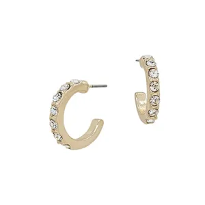 Clear Crystal and Gold Hoop Earring