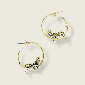 Clouded Leopard Hoop Earrings by Bill Skinner