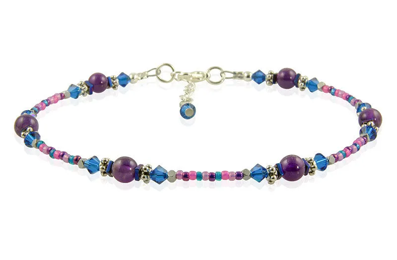 Cobalt Blue Amethyst Gemstone Anklet