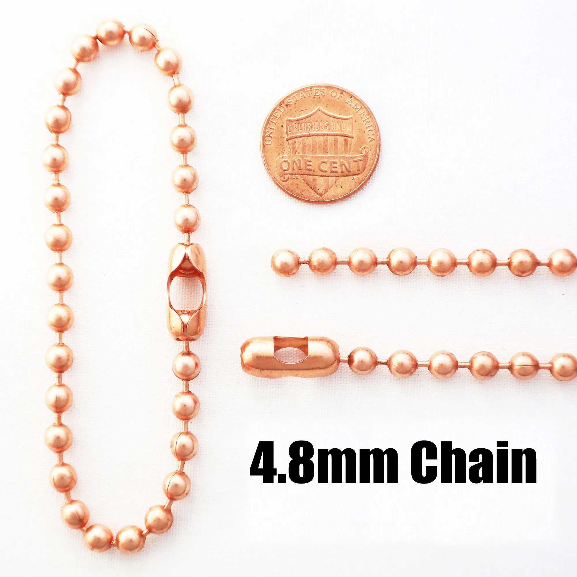 Copper Ankle Bracelet Bead Chain Solid Copper Anklet Chain AC48 Pure Copper Medium 4.8mm Bead Chain Anklet