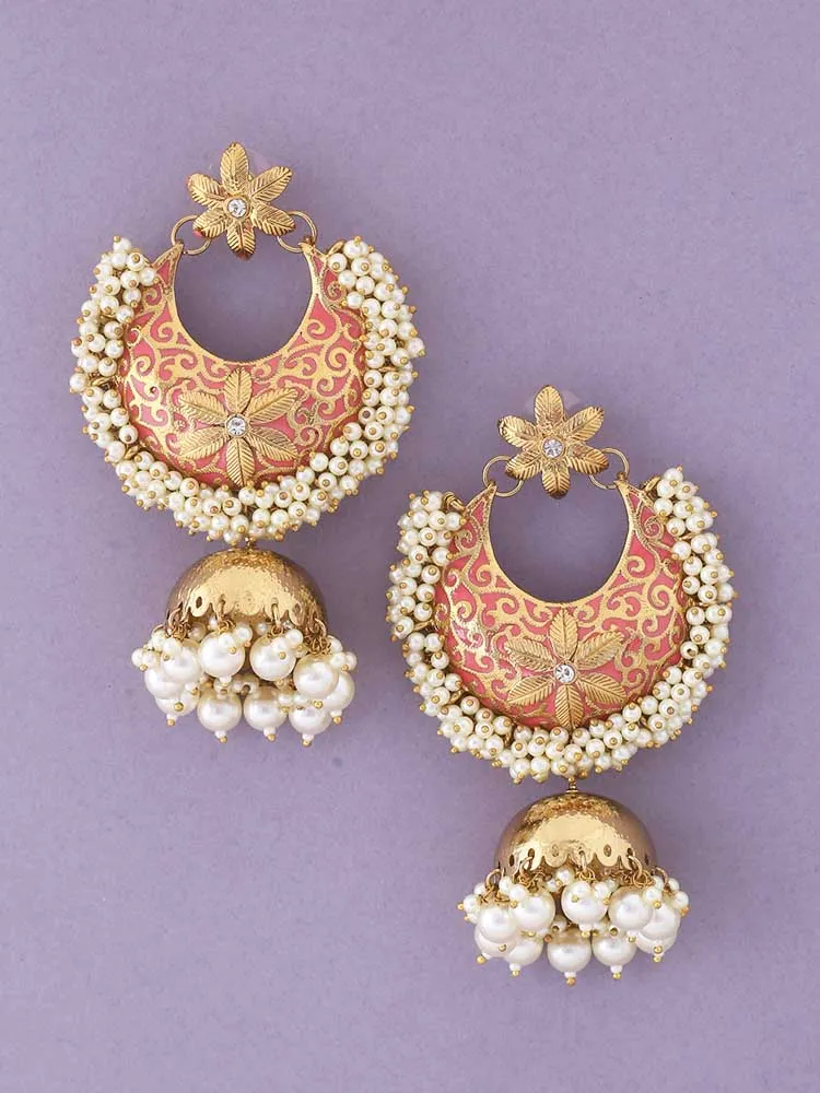 Coral Aakriti Ethnic Jhumkis