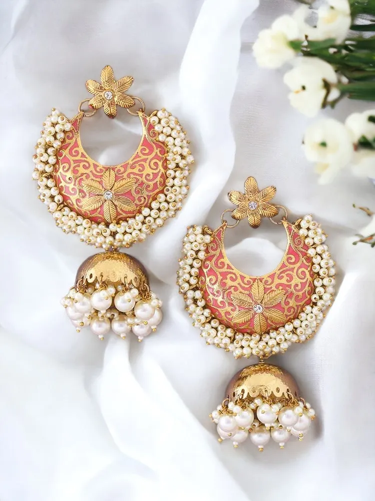 Coral Aakriti Ethnic Jhumkis