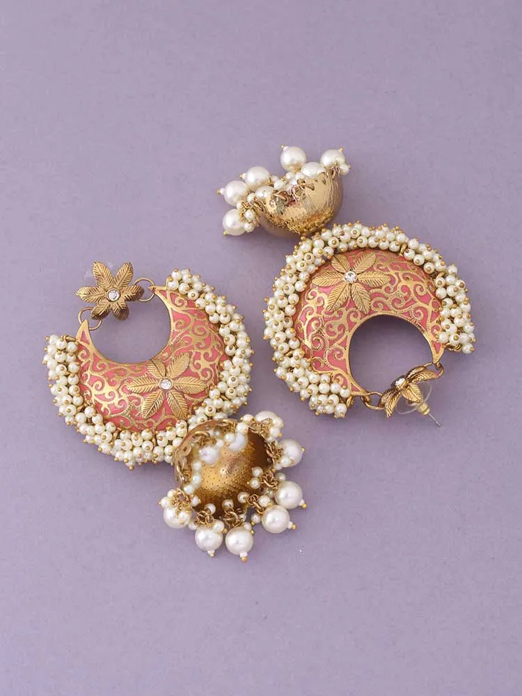 Coral Aakriti Ethnic Jhumkis