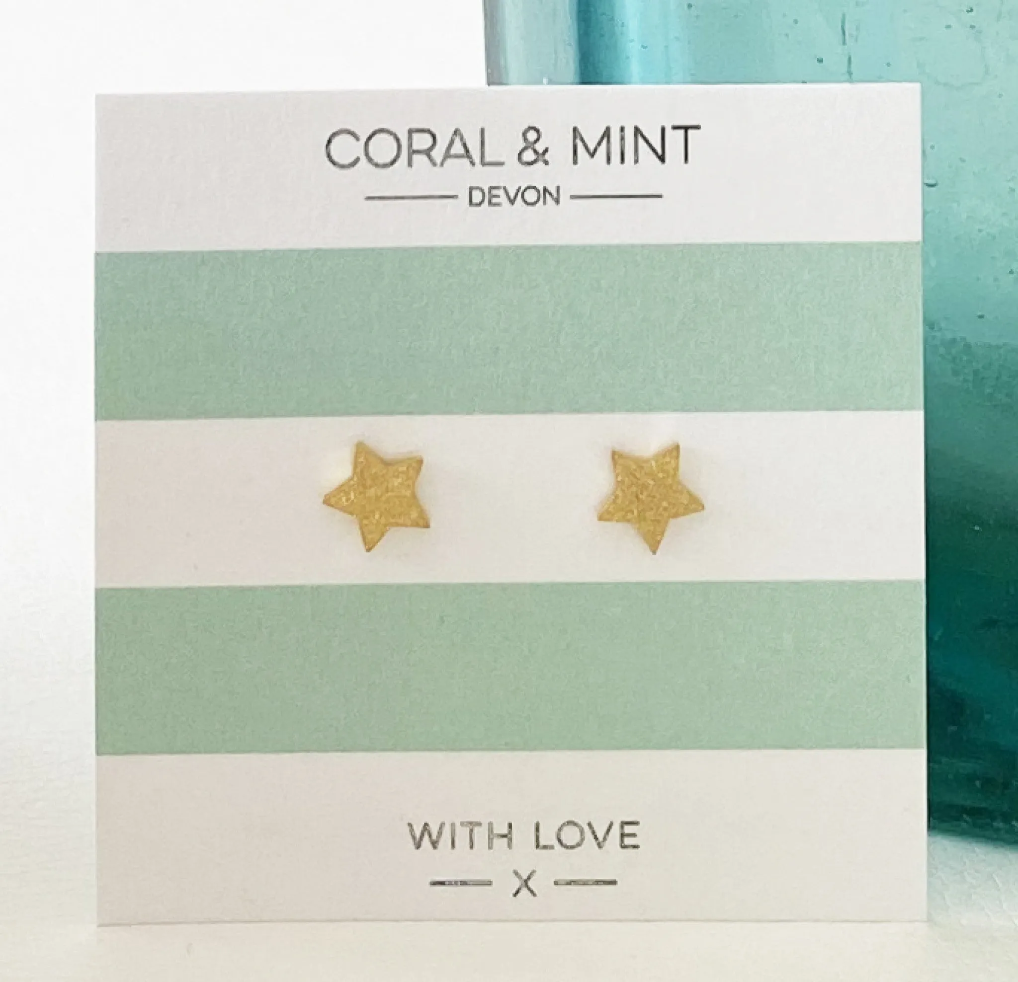 Coral And Mint Gold Sparkle Stars