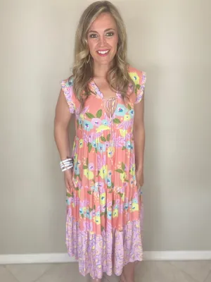 Coral Florals Dress