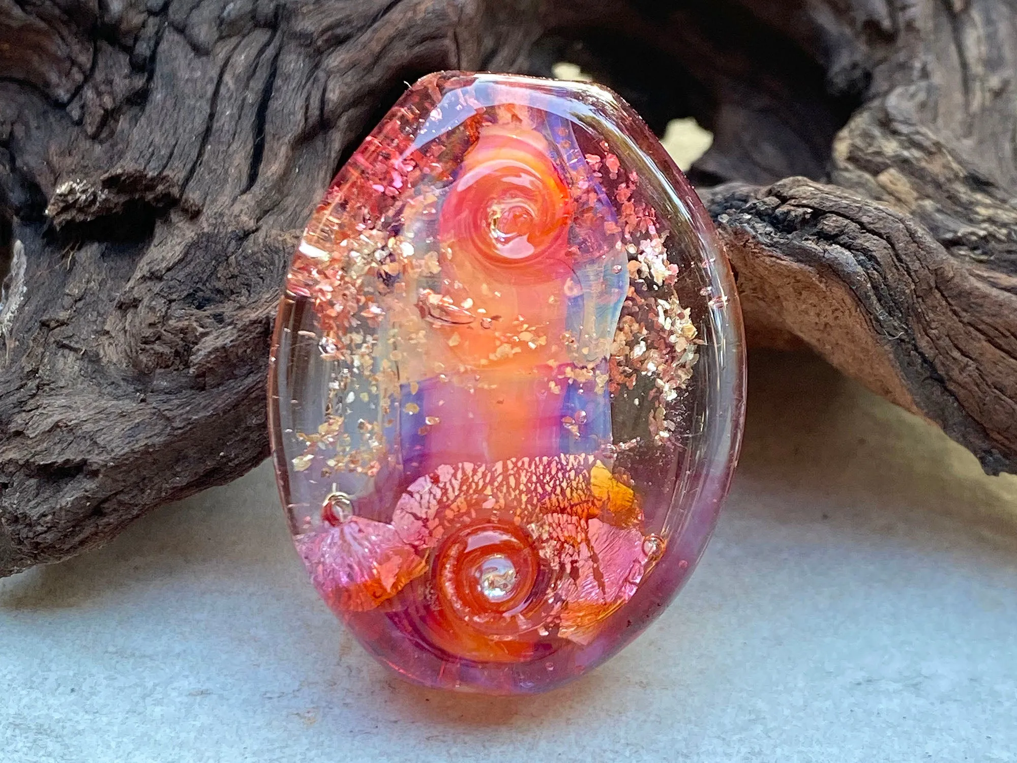 Coral Pink Lampwork Focal Bead SRA