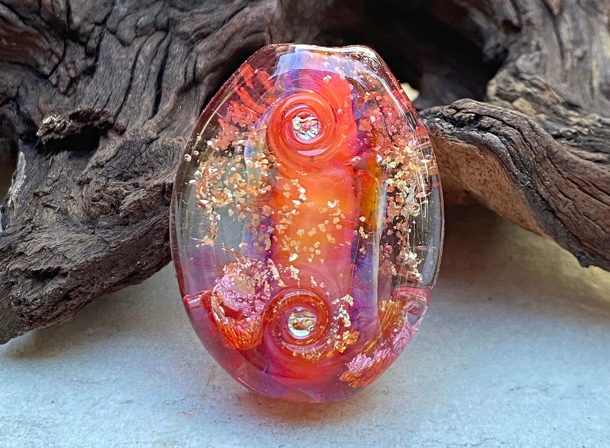 Coral Pink Lampwork Focal Bead SRA