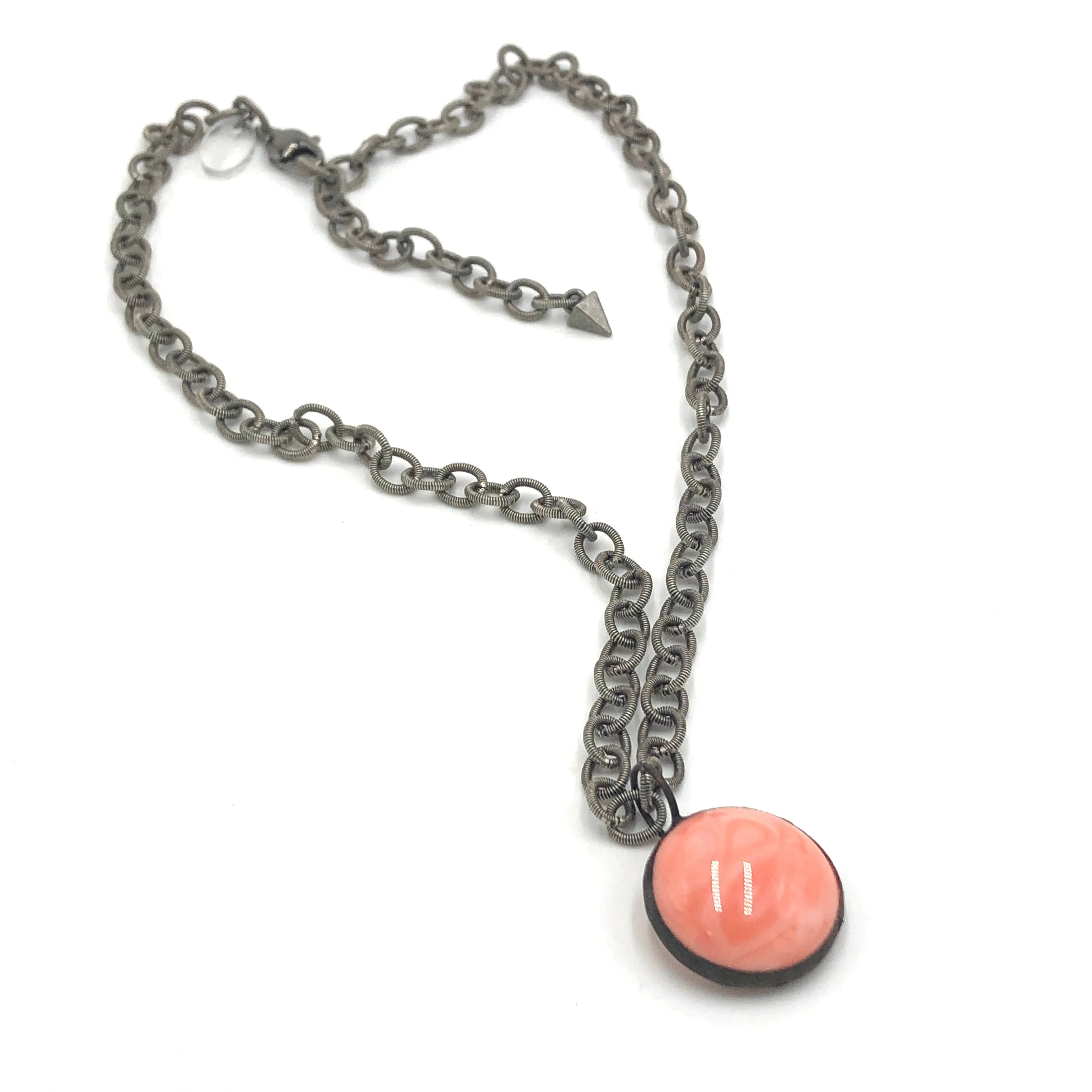 Coralline Pink & Guitar String Layering Necklace