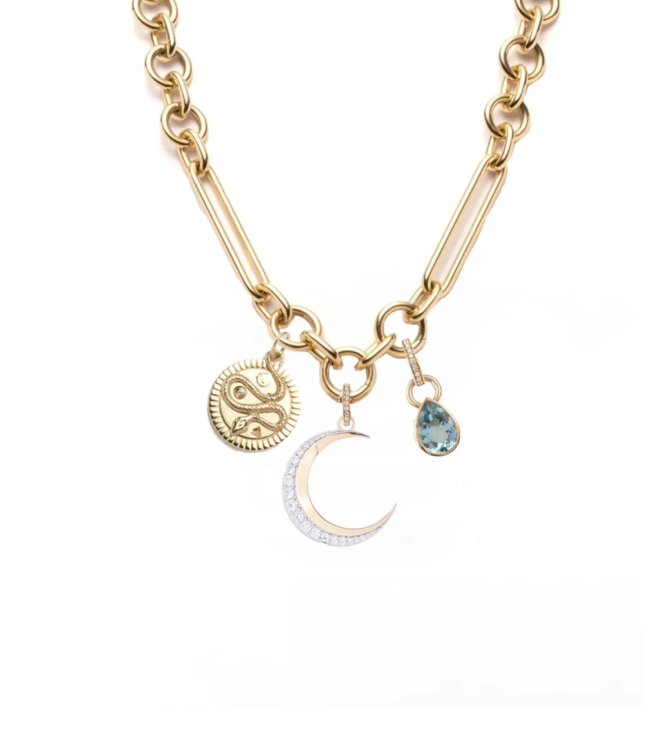 Crescent, Wholeness & Forever & Always a Pair Story : Oversized Mixed Link Chain Necklace