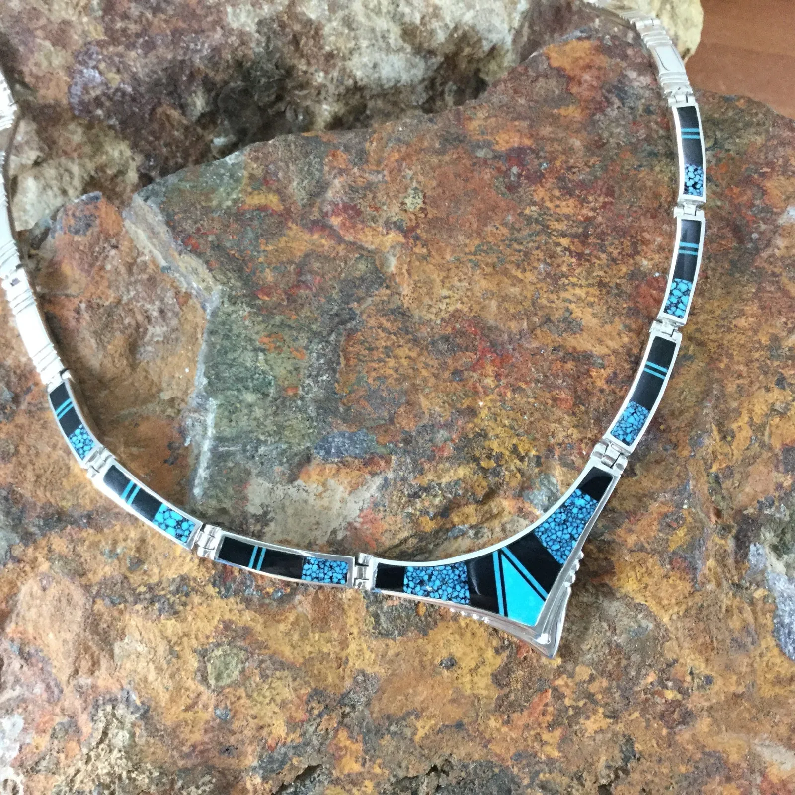 David Rosales Shadow Peak Inlay Sterling Silver Necklace