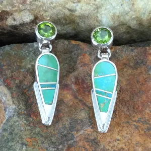 David Rosales Sonoran Gold Inlaid Sterling Silver Earrings Peridot