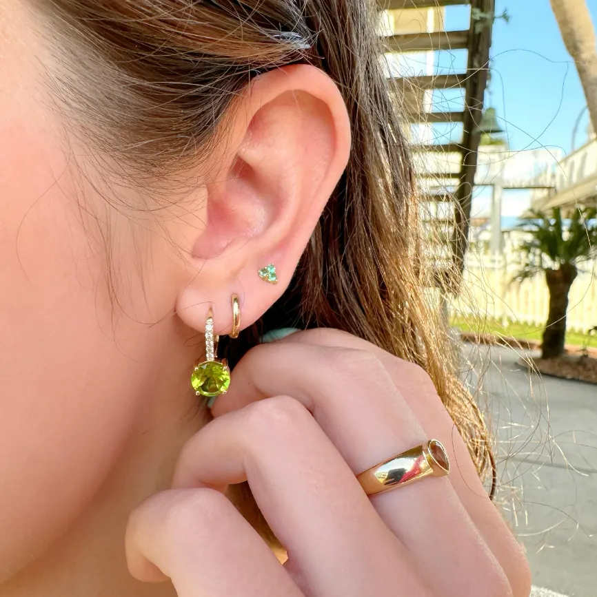 Diamond & Peridot Leverback Earrings