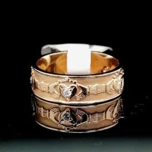 Diamond Set Claddagh Wedding Ring