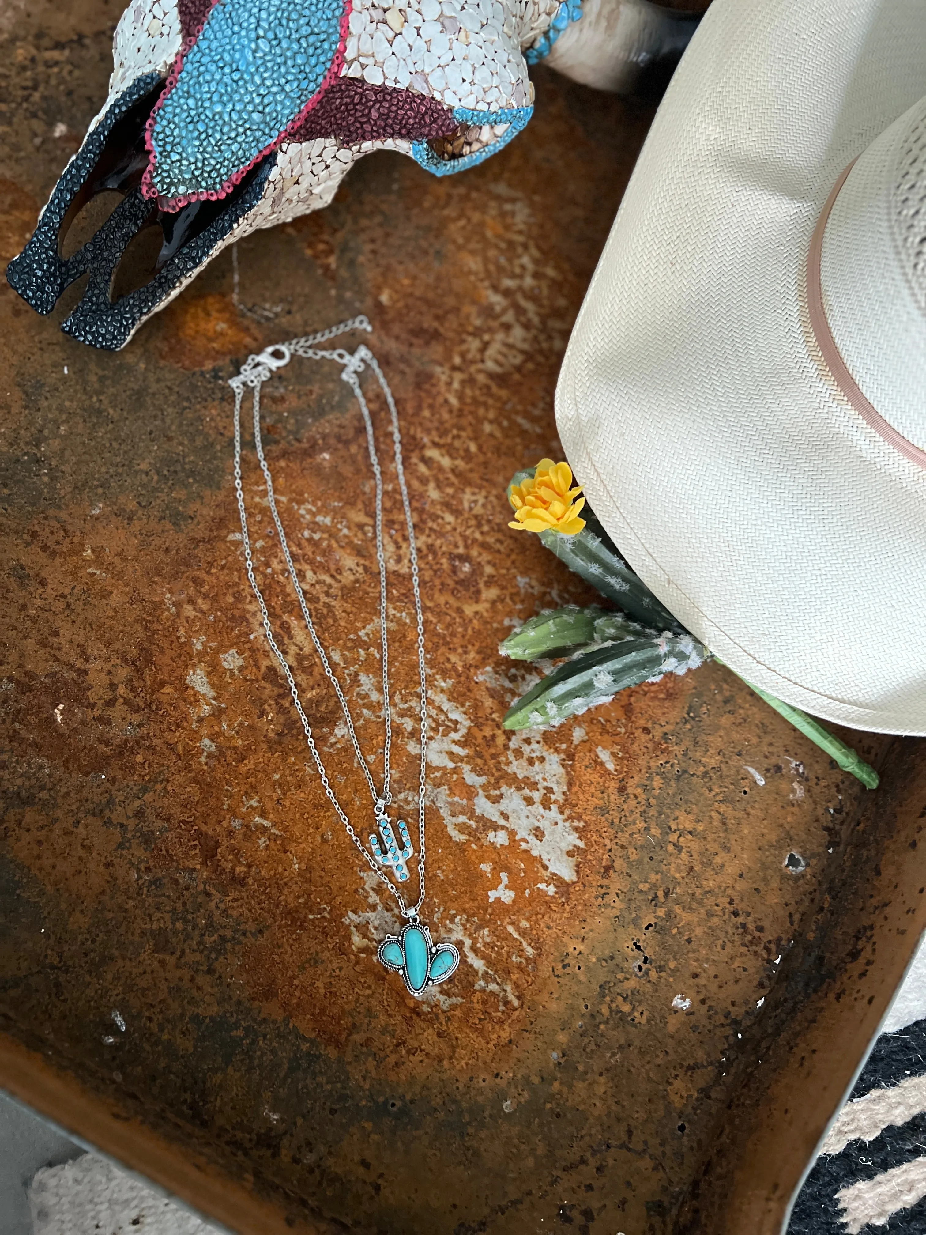 Double Stranded Chain Cactus Necklace