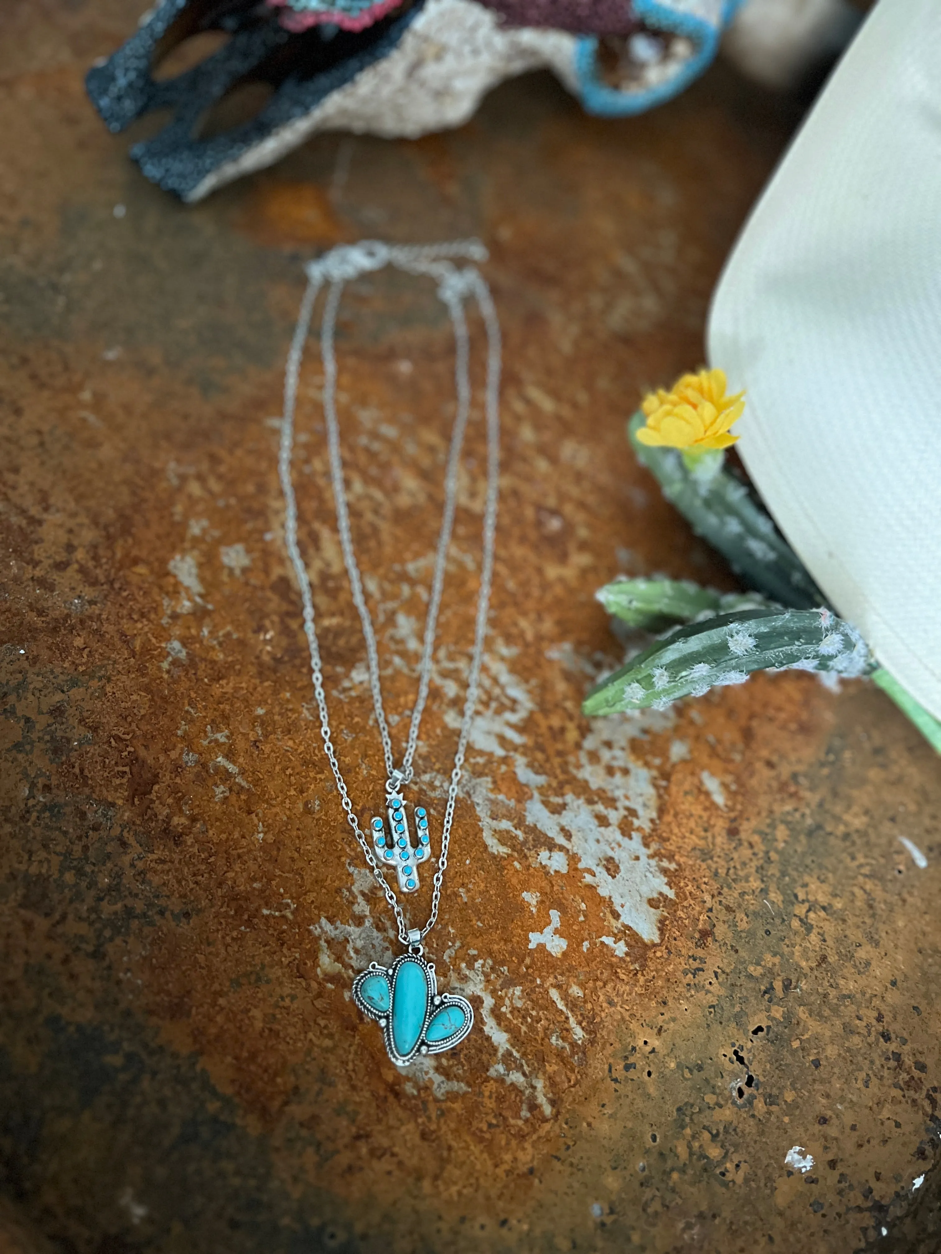 Double Stranded Chain Cactus Necklace