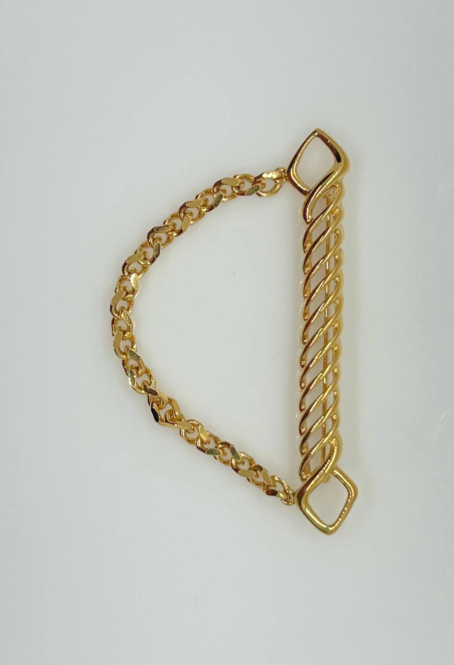 Dramatic Draped Chain Gold Tone Brooch