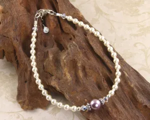 Elegant Mauve Pearl Beaded Anklet